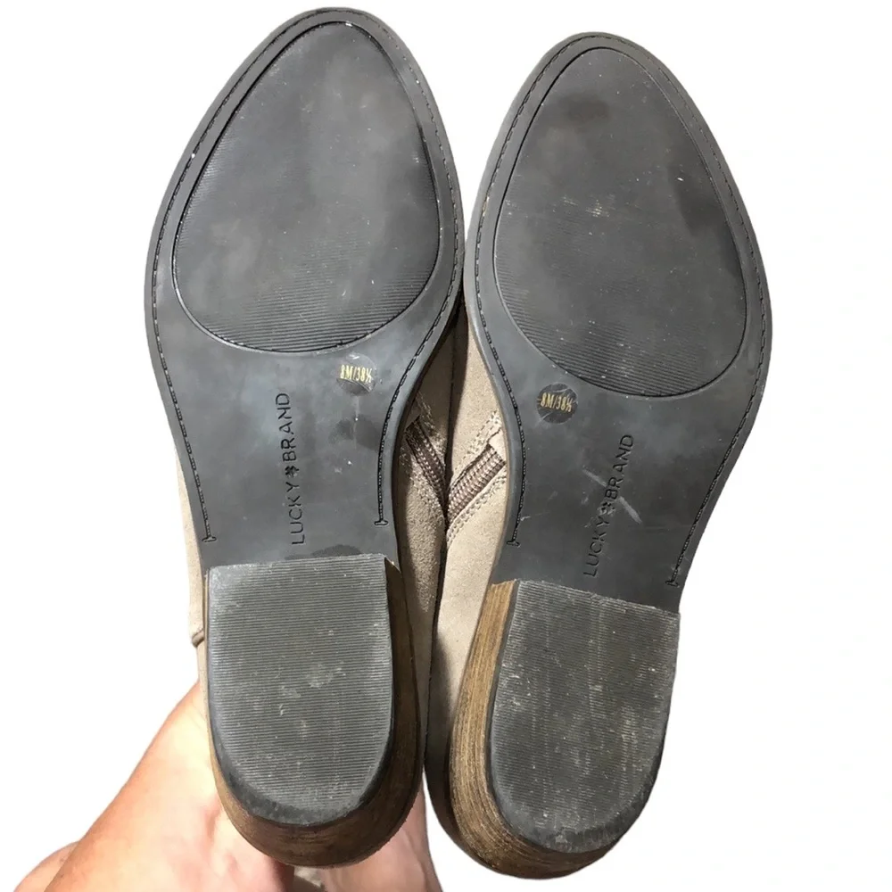 LUCKY BRAND | Women’s Taupe Faithly Suede Almond Toe Ankle Boot Booties size 8 - Picture 6 of 12